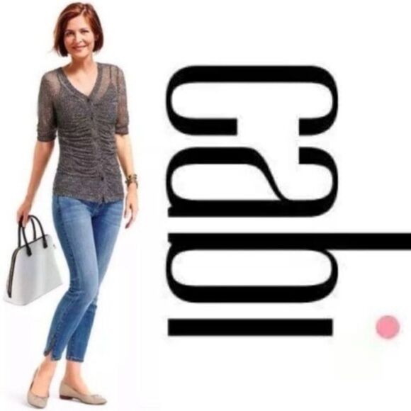 CAbi #241 Gathered Placket Sheer Blouse - Picture 1 of 6